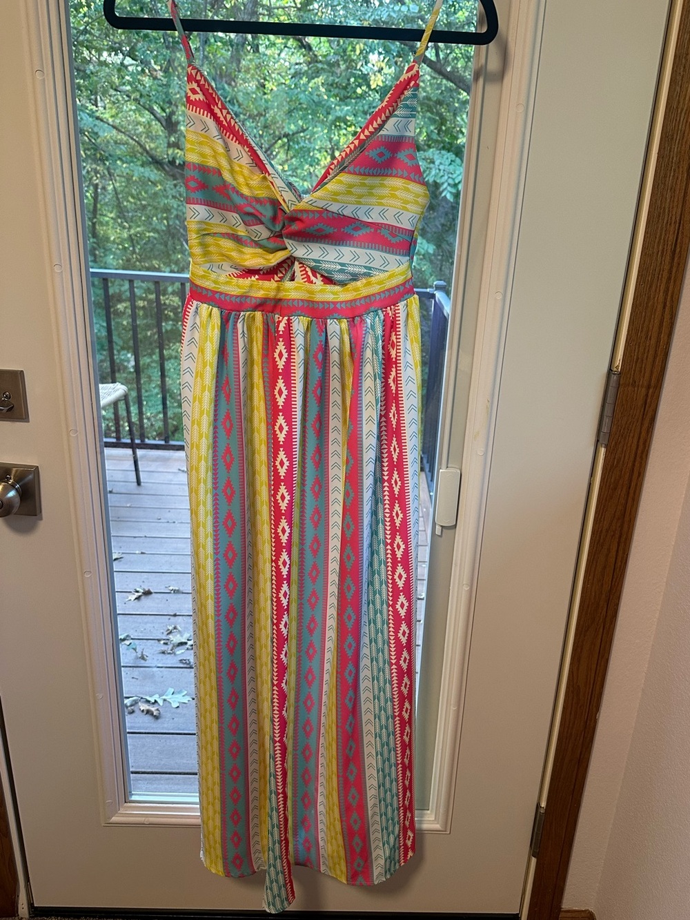 Geometric Print Tie Back Maxi Dress Size M